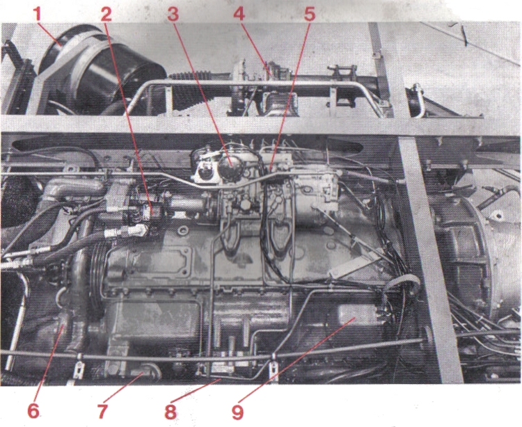 Volvo B10M Mk I Engine compartment with THD100
